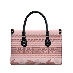 Pastel Pink Samoa Siapo Teuila Flowers Leather Bag