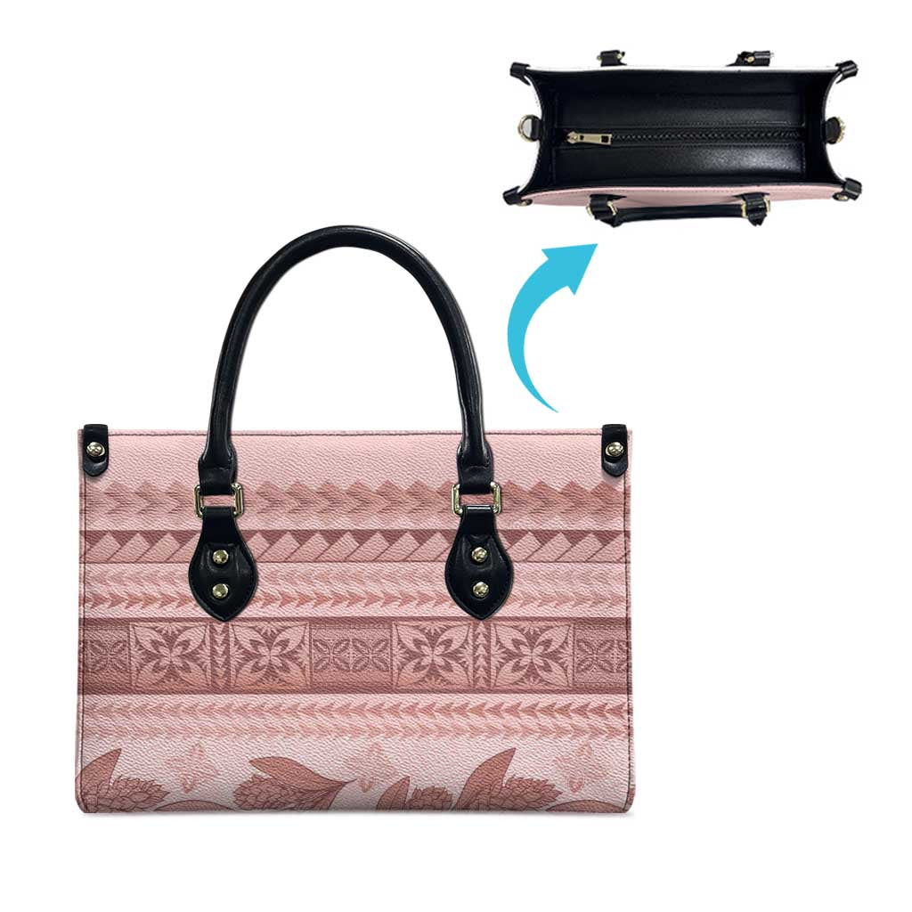 Pastel Pink Samoa Siapo Teuila Flowers Leather Bag