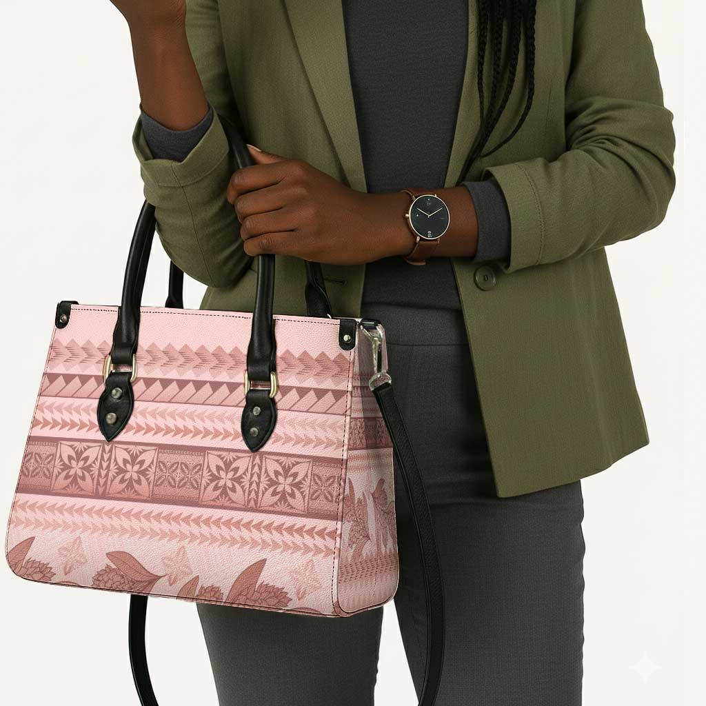 Pastel Pink Samoa Siapo Teuila Flowers Leather Bag