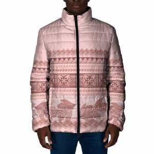 Pastel Pink Samoa Siapo Teuila Flowers Padded Jacket