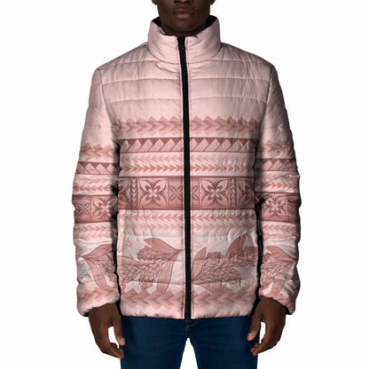 Pastel Pink Samoa Siapo Teuila Flowers Padded Jacket