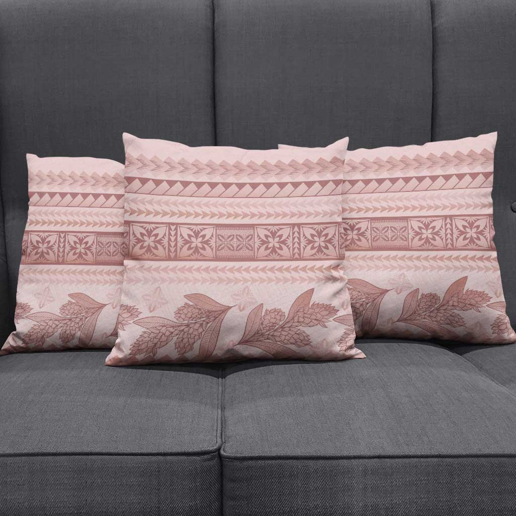 Pastel Pink Samoa Siapo Teuila Flowers Pillow Cover