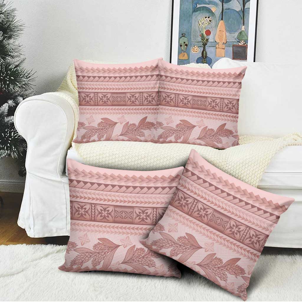 Pastel Pink Samoa Siapo Teuila Flowers Pillow Cover