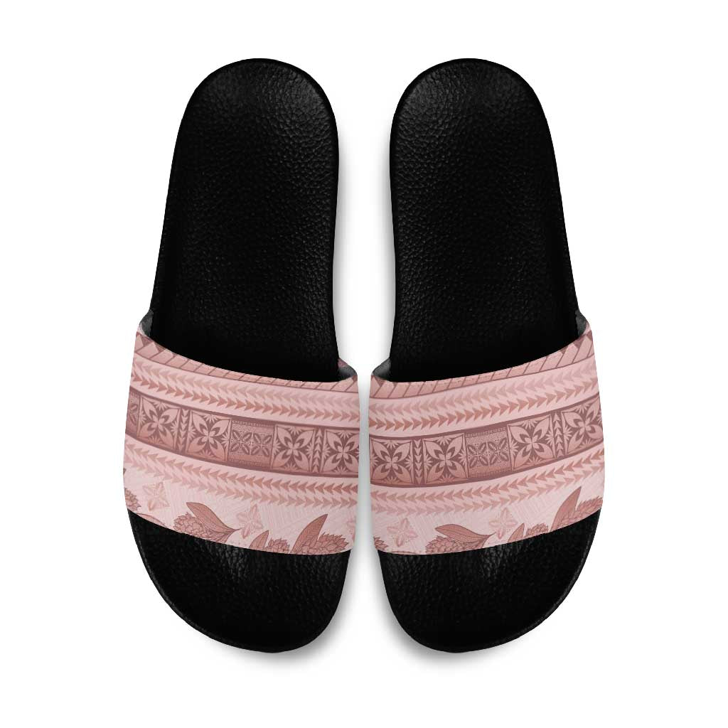 Pastel Pink Samoa Siapo Teuila Flowers Slide Sandals