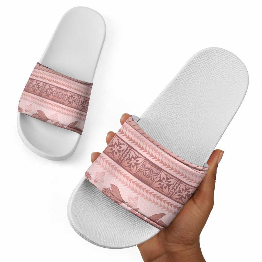 Pastel Pink Samoa Siapo Teuila Flowers Slide Sandals