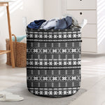 Pano De Terra Motifs Cabo Verde Laundry Basket Black Color