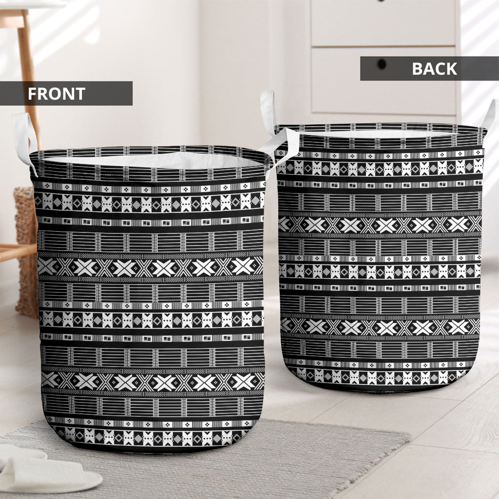 Pano De Terra Motifs Cabo Verde Laundry Basket Black Color