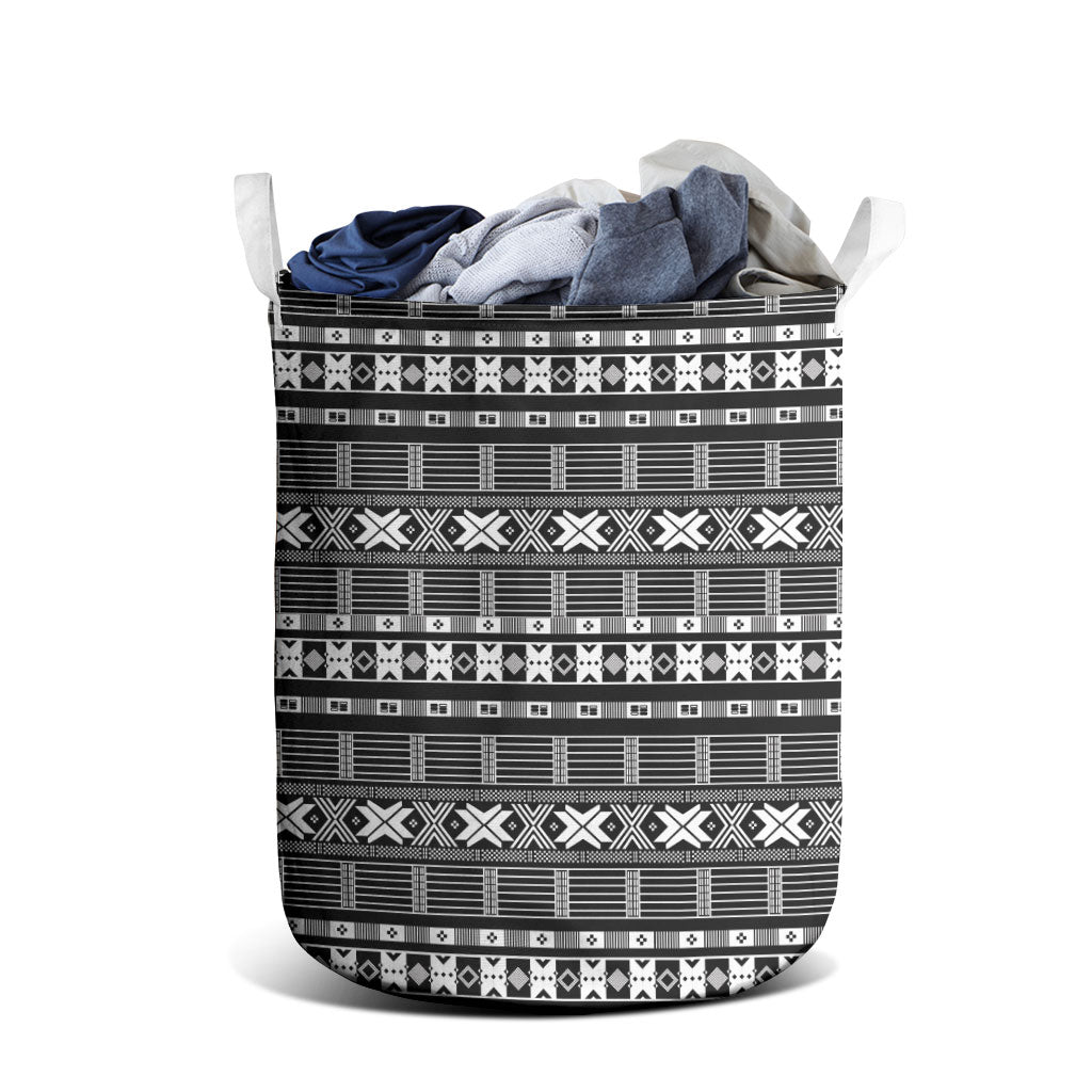 Pano De Terra Motifs Cabo Verde Laundry Basket Black Color