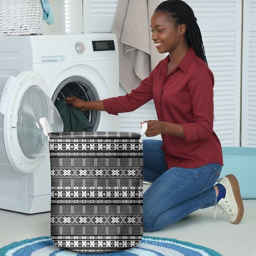 Pano De Terra Motifs Cabo Verde Laundry Basket Black Color