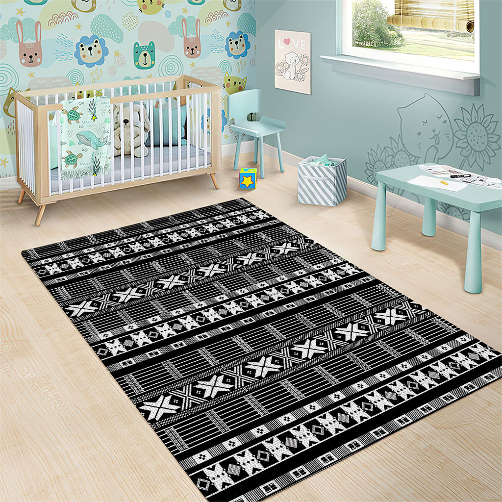 Pano De Terra Motifs Cabo Verde Area Rug Black Color