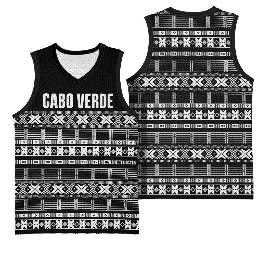 Pano De Terra Motifs Cabo Verde Basketball Jersey Black Color