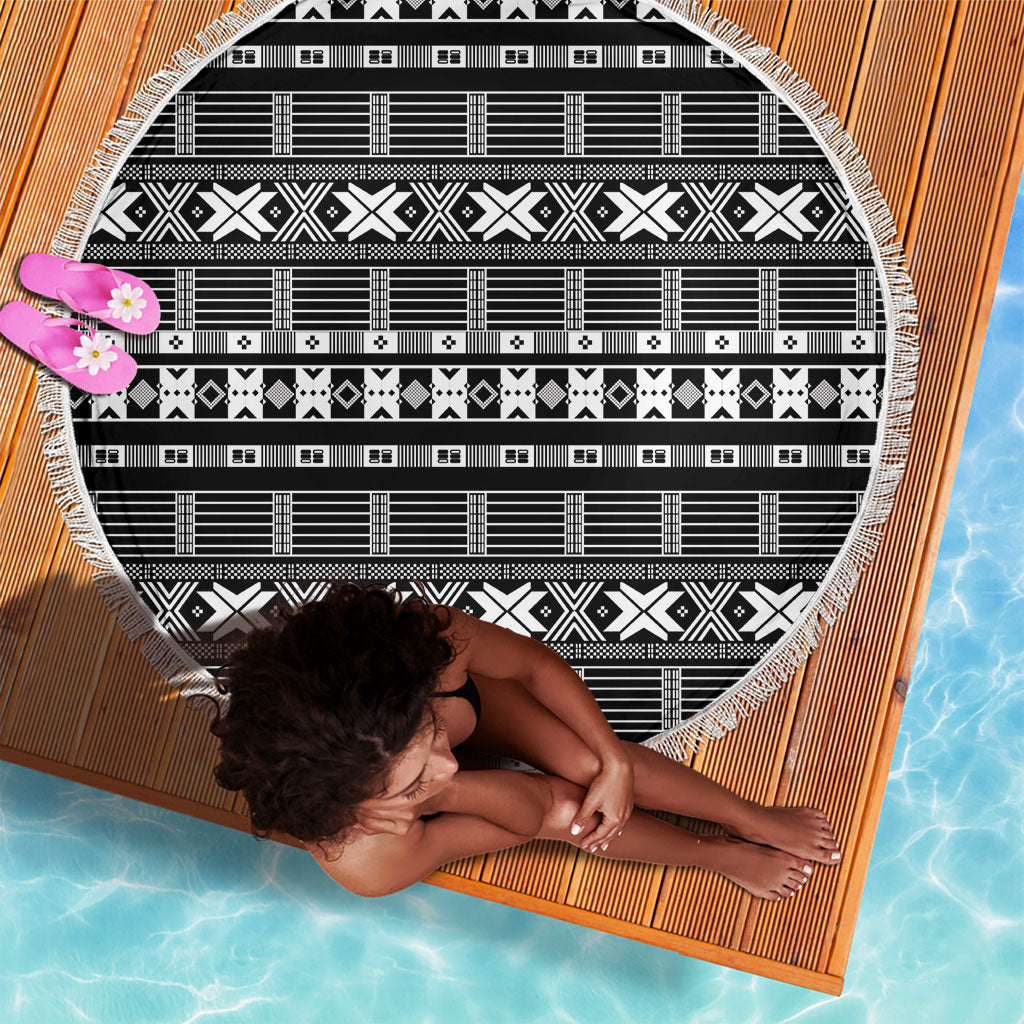 Pano De Terra Motifs Cabo Verde Beach Blanket Black Color