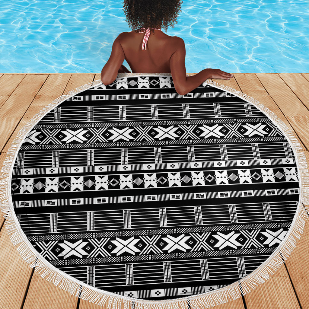Pano De Terra Motifs Cabo Verde Beach Blanket Black Color