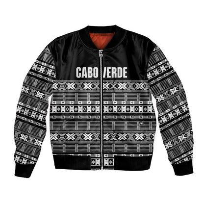 Pano De Terra Motifs Cabo Verde Bomber Jacket Black Color