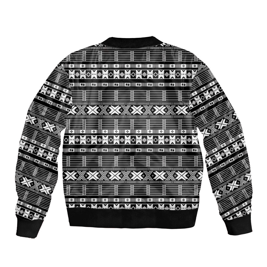 Pano De Terra Motifs Cabo Verde Bomber Jacket Black Color