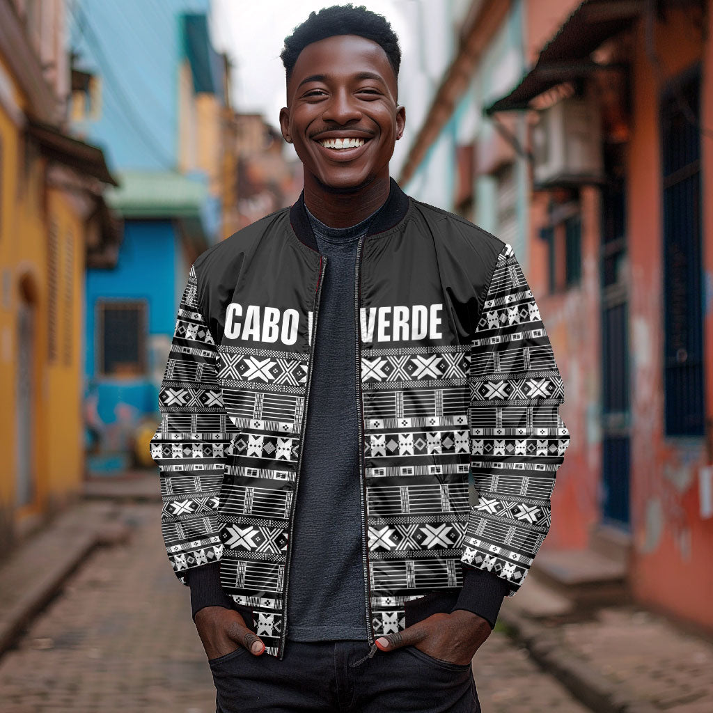 Pano De Terra Motifs Cabo Verde Bomber Jacket Black Color