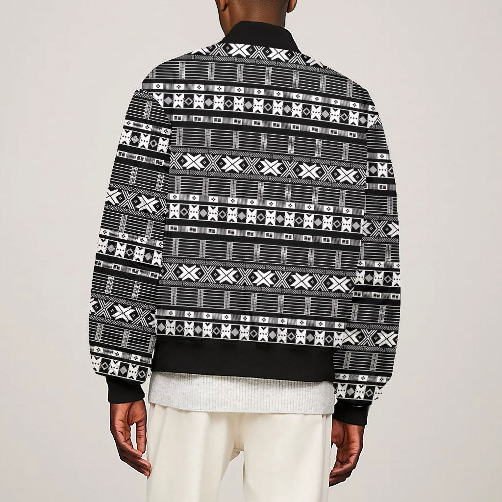 Pano De Terra Motifs Cabo Verde Bomber Jacket Black Color