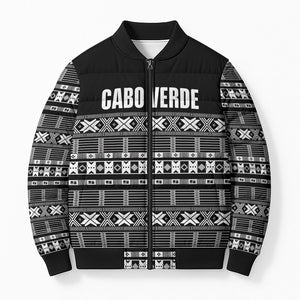 Pano De Terra Motifs Cabo Verde Bomber Puffer Jacket Black Color