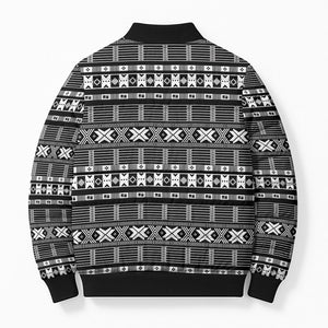 Pano De Terra Motifs Cabo Verde Bomber Puffer Jacket Black Color