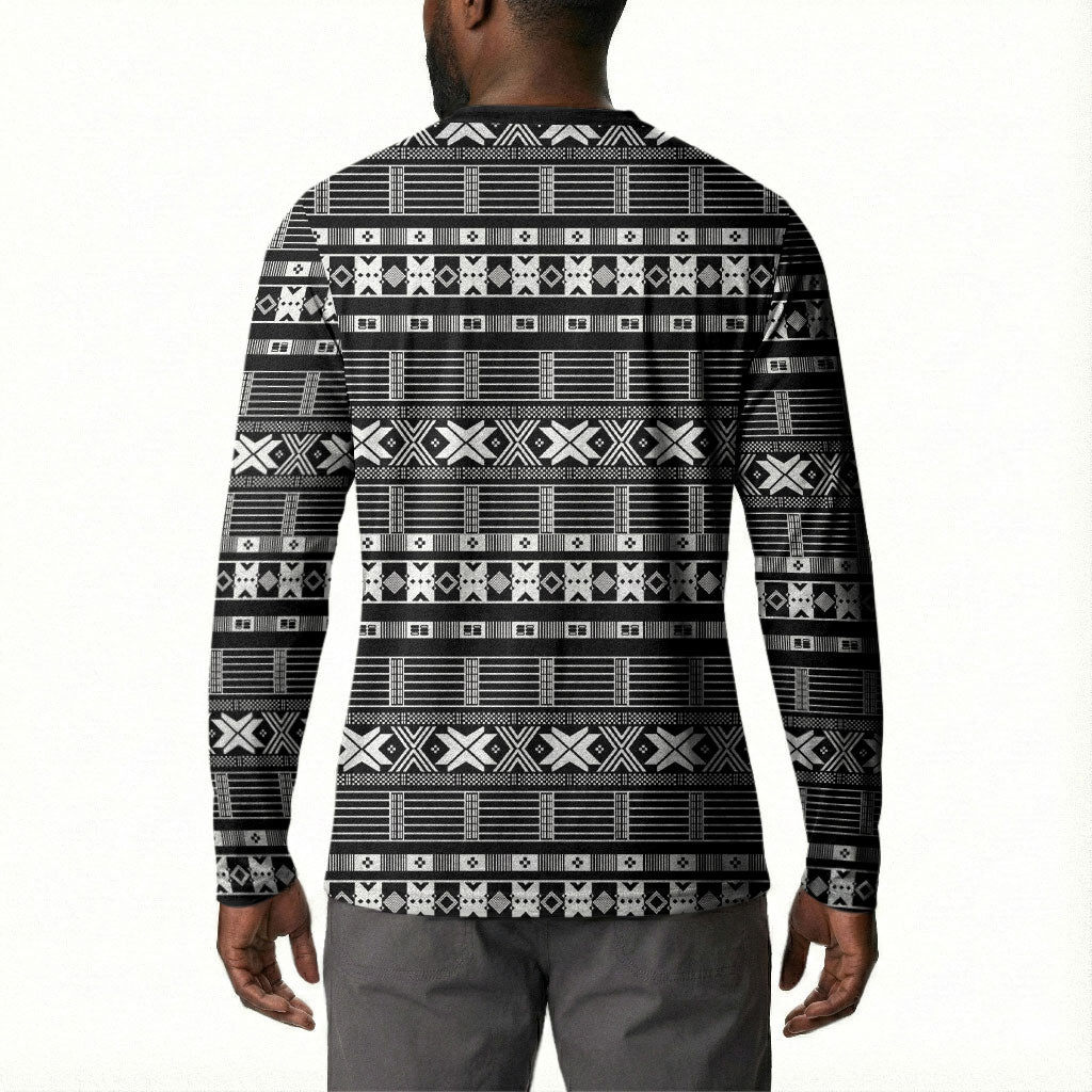 Pano De Terra Motifs Cabo Verde Button Sweatshirt Black Color