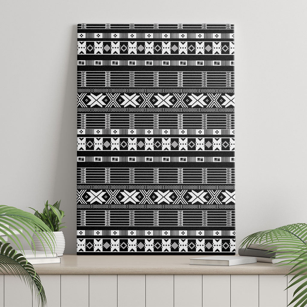 Pano De Terra Motifs Cabo Verde Canvas Wall Art Black Color