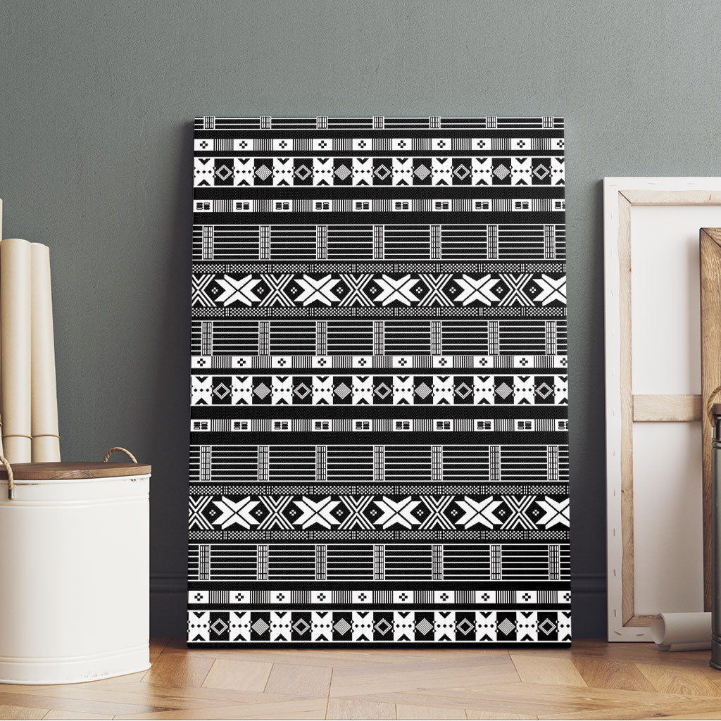 Pano De Terra Motifs Cabo Verde Canvas Wall Art Black Color