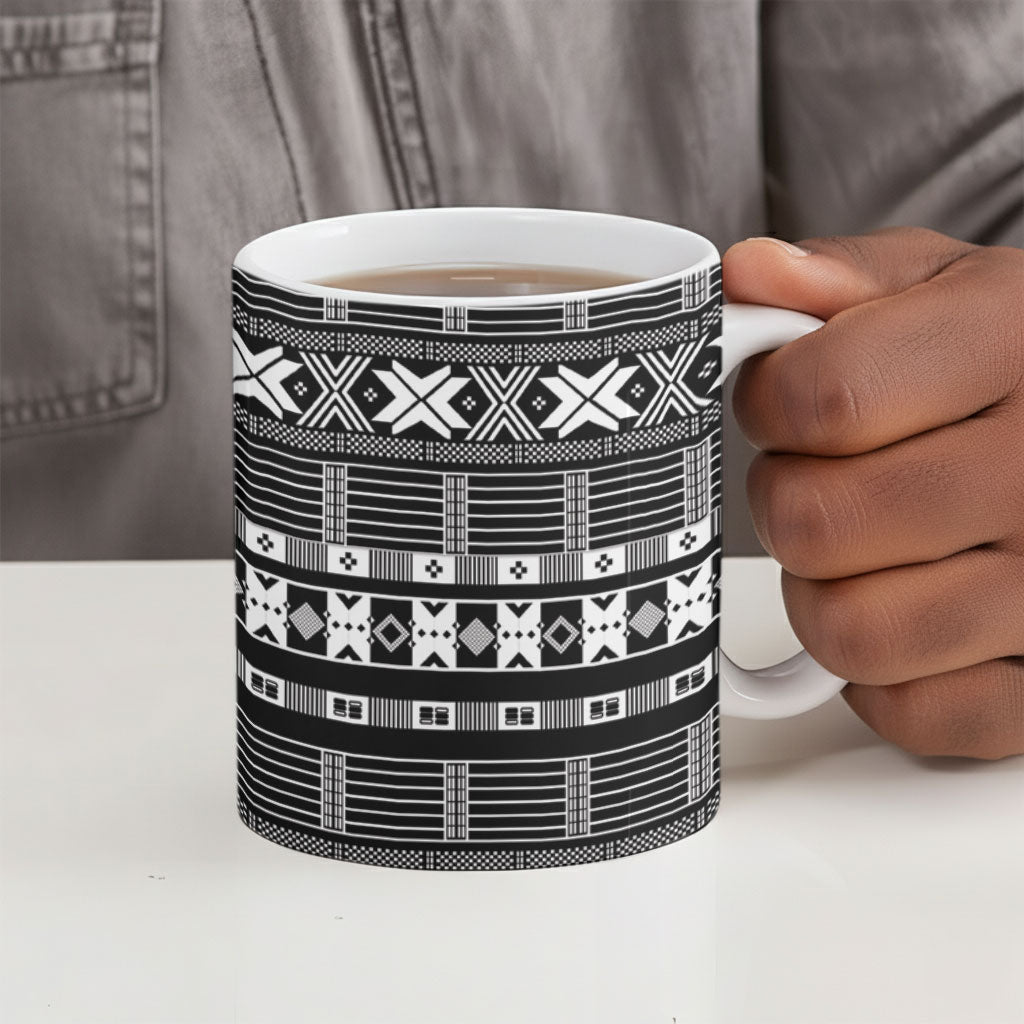 Pano De Terra Motifs Cabo Verde Ceramic Mug Black Color