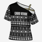 Pano De Terra Motifs Cabo Verde Cross Shoulder Shirt Black Color