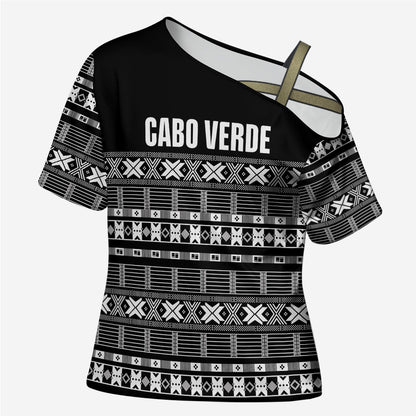Pano De Terra Motifs Cabo Verde Cross Shoulder Shirt Black Color