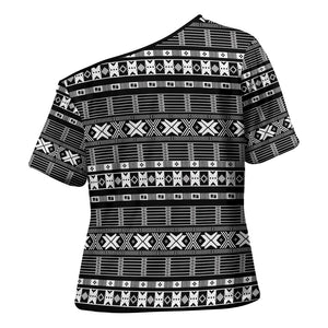 Pano De Terra Motifs Cabo Verde Cross Shoulder Shirt Black Color