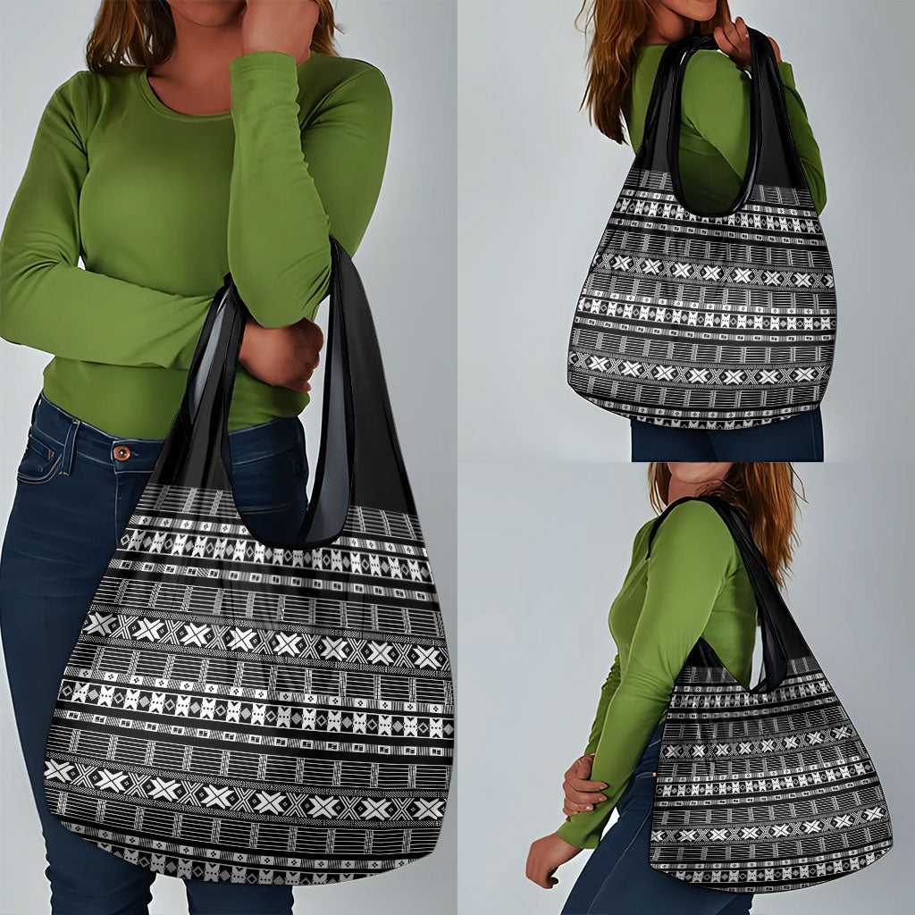 Pano De Terra Motifs Cabo Verde Grocery Bag Black Color
