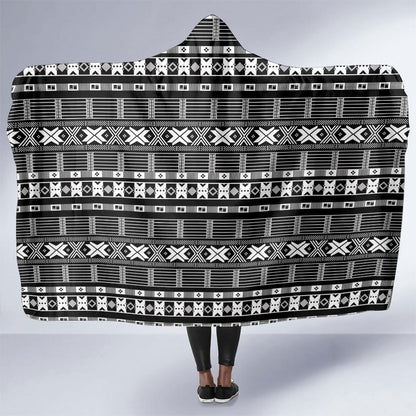 Pano De Terra Motifs Cabo Verde Hooded Blanket Black Color