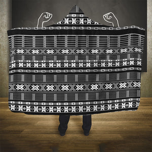 Pano De Terra Motifs Cabo Verde Hooded Blanket Black Color