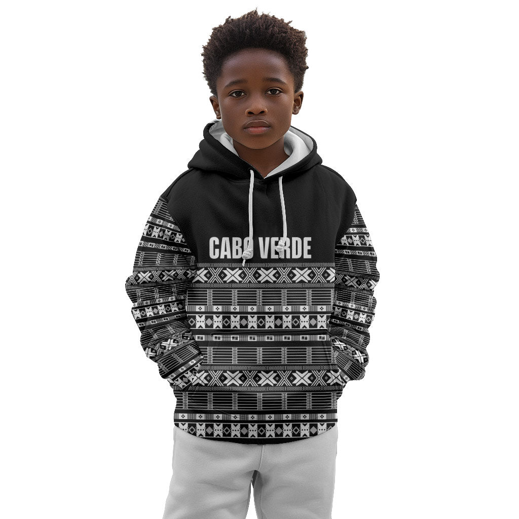 Pano De Terra Motifs Cabo Verde Kid Hoodie Black Color