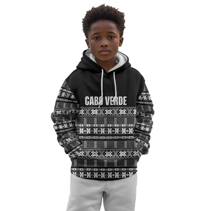 Pano De Terra Motifs Cabo Verde Kid Hoodie Black Color