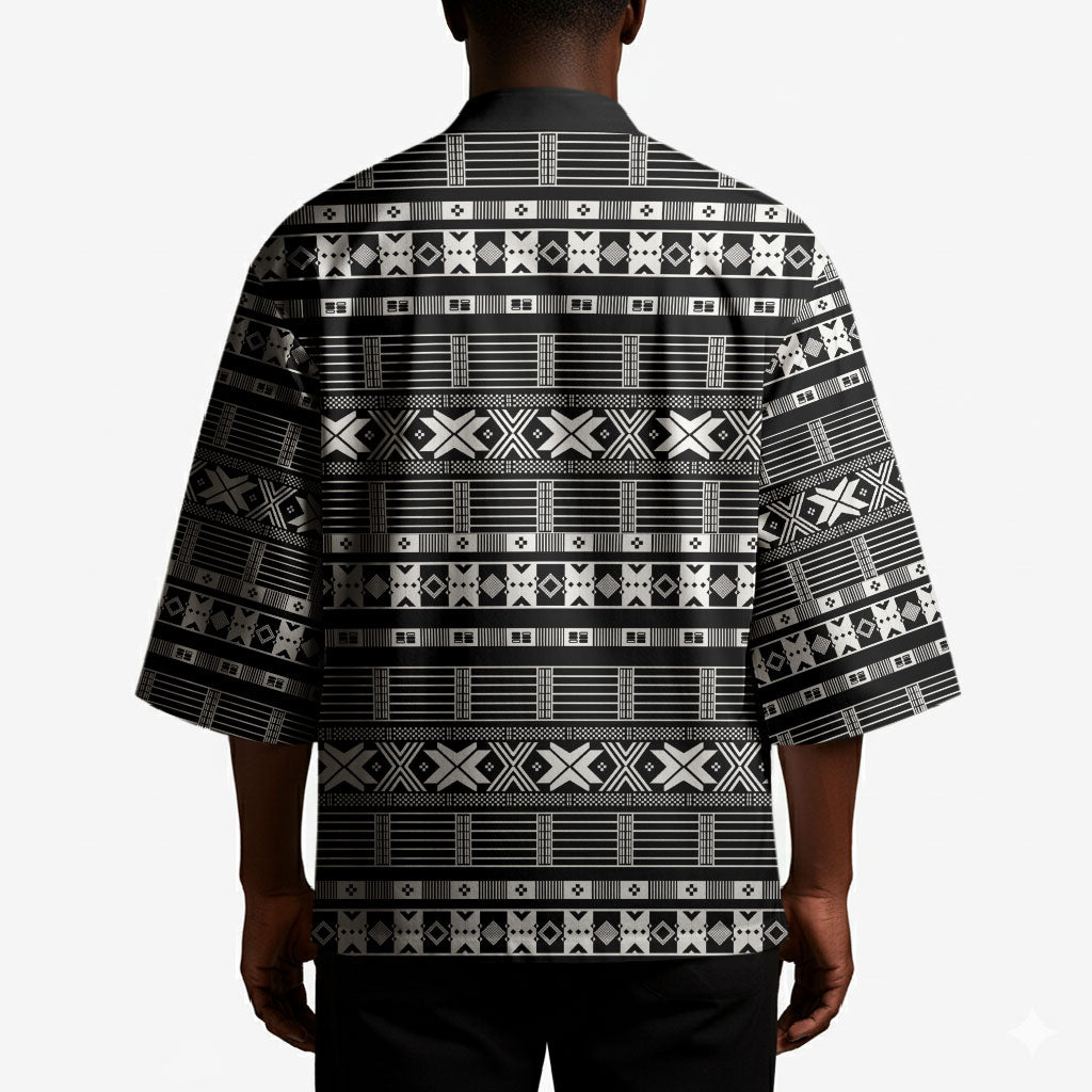 Pano De Terra Motifs Cabo Verde Kimono Black Color