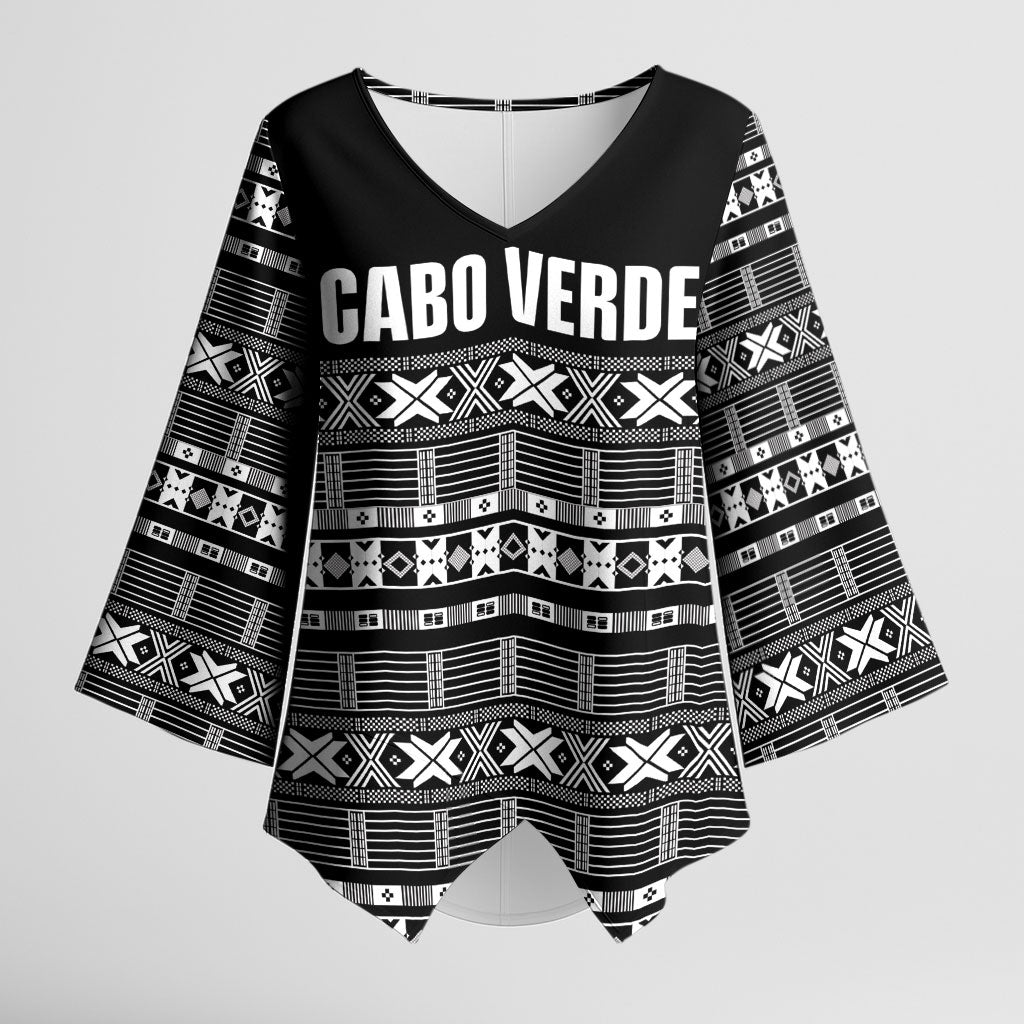 Pano De Terra Motifs Cabo Verde Kimono Sleeve Blouse Black Color