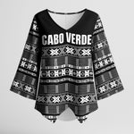 Pano De Terra Motifs Cabo Verde Kimono Sleeve Blouse Black Color