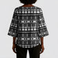 Pano De Terra Motifs Cabo Verde Kimono Sleeve Blouse Black Color