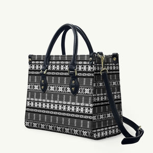 Pano De Terra Motifs Cabo Verde Leather Bag Black Color