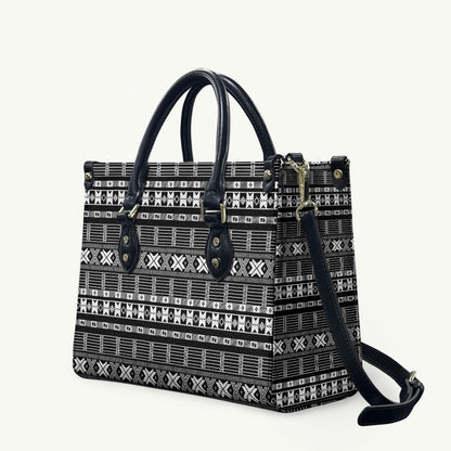 Pano De Terra Motifs Cabo Verde Leather Bag Black Color