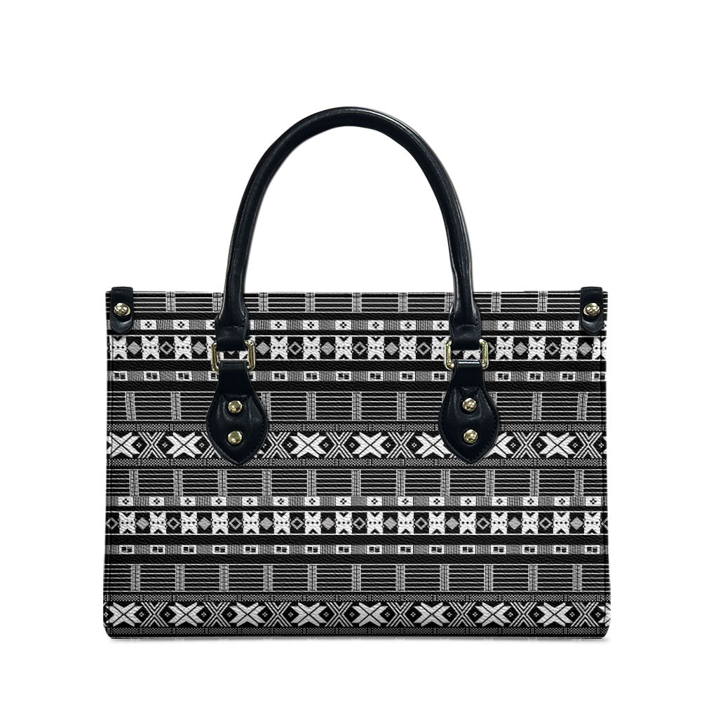 Pano De Terra Motifs Cabo Verde Leather Bag Black Color