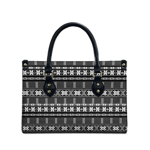 Pano De Terra Motifs Cabo Verde Leather Bag Black Color