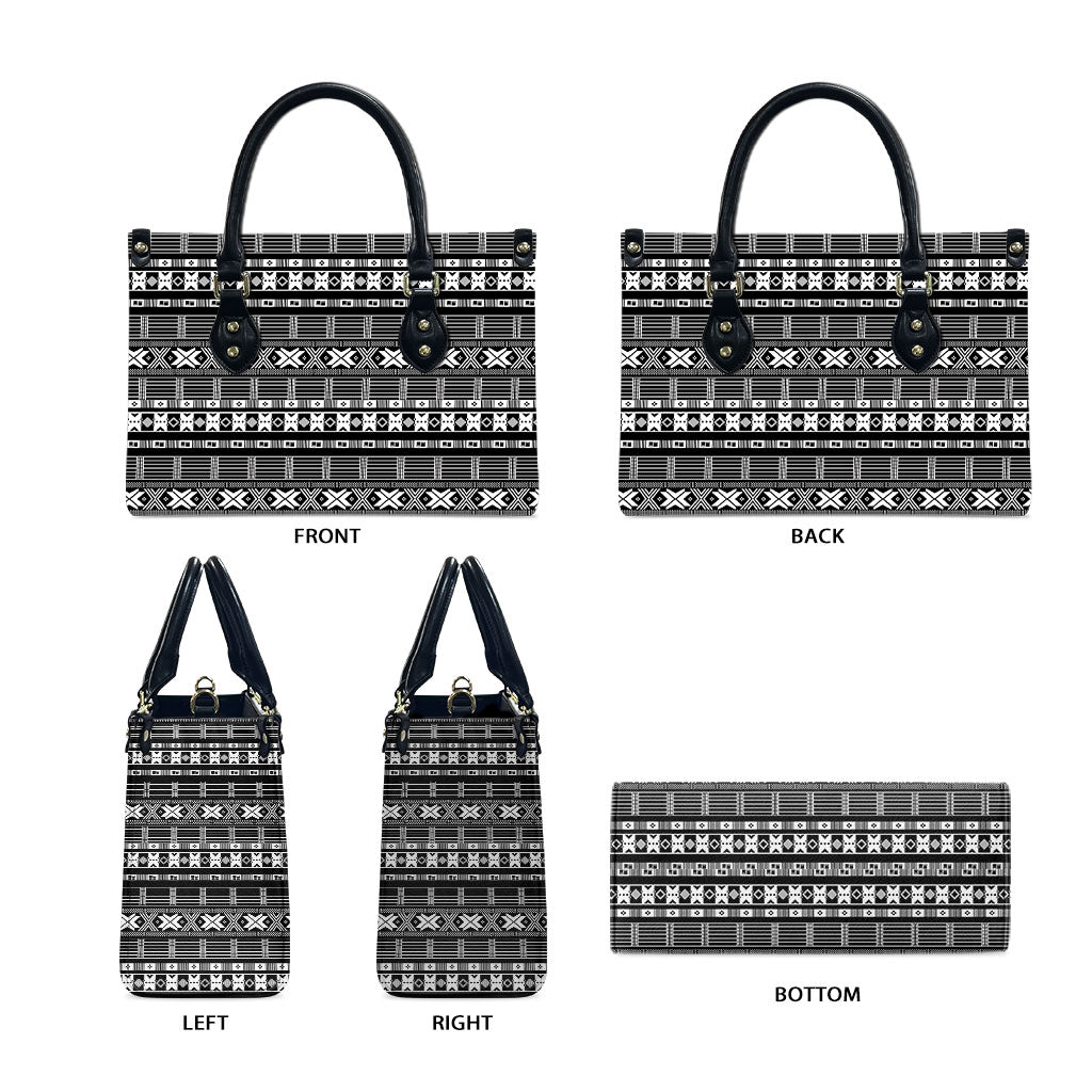 Pano De Terra Motifs Cabo Verde Leather Bag Black Color