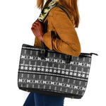 Pano De Terra Motifs Cabo Verde Leather Tote Bag Black Color