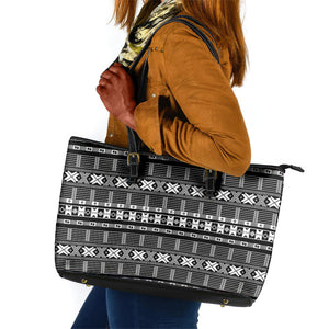 Pano De Terra Motifs Cabo Verde Leather Tote Bag Black Color