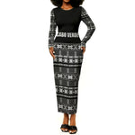 Pano De Terra Motifs Cabo Verde Long Sleeve Bodycon Dress Black Color