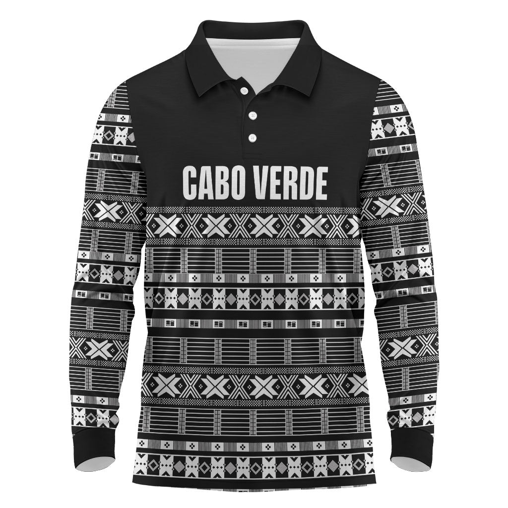 Pano De Terra Motifs Cabo Verde Long Sleeve Polo Shirt Black Color