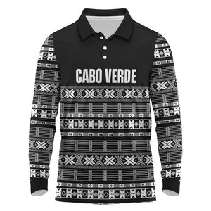 Pano De Terra Motifs Cabo Verde Long Sleeve Polo Shirt Black Color