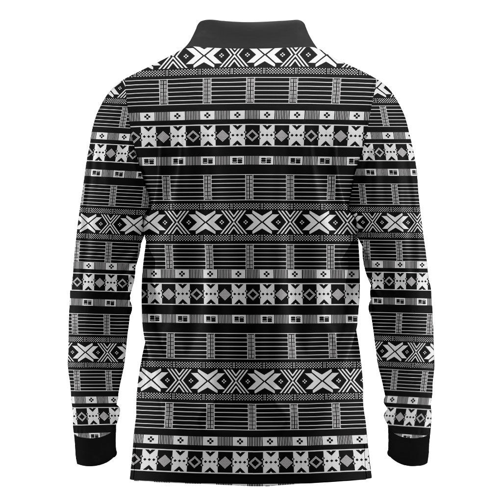 Pano De Terra Motifs Cabo Verde Long Sleeve Polo Shirt Black Color
